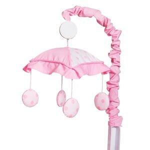 Baby Pink Dots Crib Mobile, Nursery Mobile for Crib with Music Wind Up Spinner,